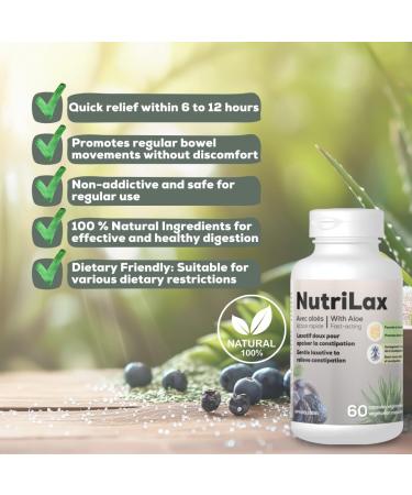 Nutrilax - 100% Natural Laxative for Constipation Relief 60 Capsules - Buy Online on GoSupps.com