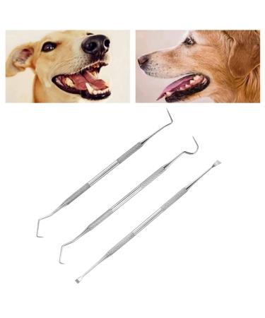 Elionless Pet Tooth Scaler Cleaning Set 3 Pieces Stainless Steel Tartar Remover Plaque Remover for Dogs Cats - Buy Online on GoSupps.com