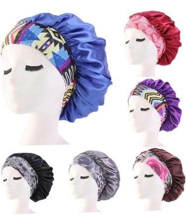Tossper Women Satin Night Cap - Wide Elastic Hair Cover & Bonnet for Curly Hair - Black - Buy Online on GoSupps.com