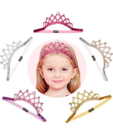 Buy BJ-SHOP Girls Crown Set - Sparkling Princess Tiara & Elastic Hairband - 5 Piece Tiara Accessories for Kids - Buy Online on GoSupps.com