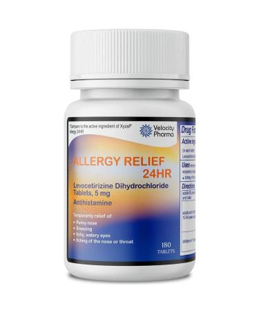 Velocity Pharma Levocetirizine Dihydrochloride Tablets USP 5mg  24 Hour Allergy Relief  180 Count 180 Count (Pack of 1) - Buy Online on GoSupps.com