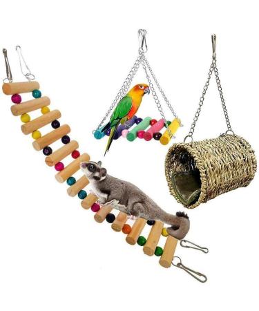 Ewolee Hamster Toys 3 Pack Ferret Toys Rat Cage Toys Hanging Ladder Hammock Swing for Small Animals Rat Hamster Gerbil Degu Guinea Pig Squirrel Ferret Parrot - Buy Online on GoSupps.com
