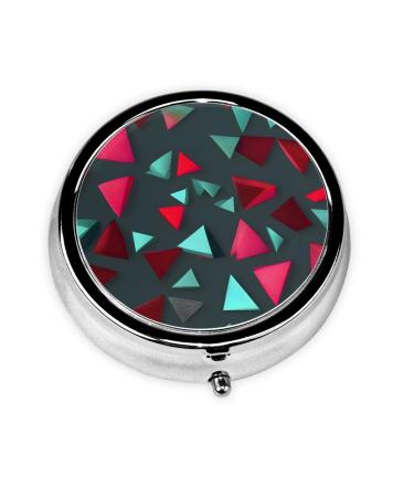 Triangular Patternround Pill Box 3 Compartment Round Pill Box Organizer Portable Travel Pill Box for Traveling.