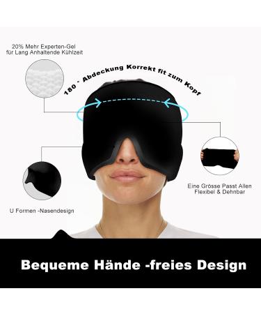 Migraine Cooling Mask | Cold Therapy Headache Relief | Sinus & Swollen Eye Treatment | Soft Black Compress - Buy Online on GoSupps.com