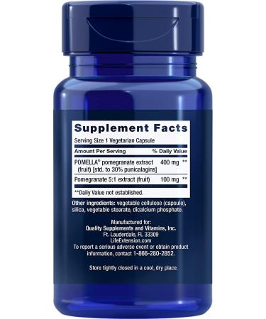 Life Extension Pomegranate Extract - 30 Vegan Capsules for Antioxidant Support - Buy Online on GoSupps.com