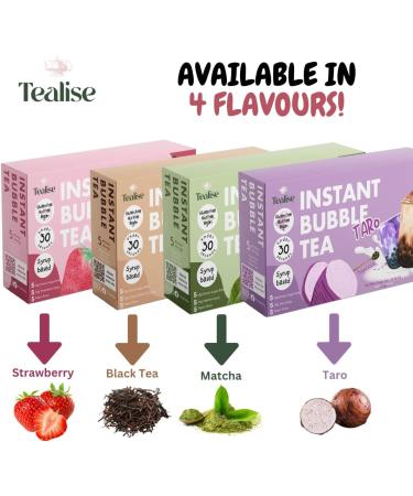 Tealise Instant Marbling Bubble Tea Kit DIY Boba/Bubble Tea Ready in 30 Seconds 5 Serving (Strawberry) Syrup-based Vegan - Buy Online on GoSupps.com