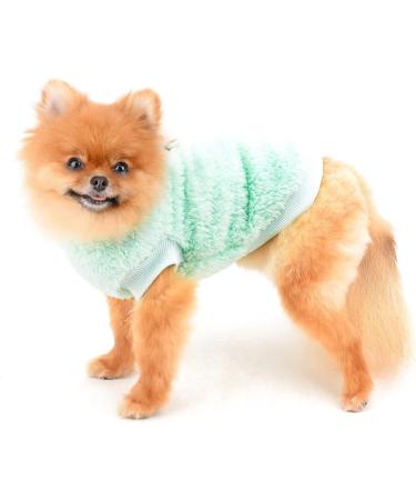 Shop Smalllee Lucky Store Sherpa Fleece Turtleneck Sweater Vest for Small Dogs & Cats Warm Autumn Winter Clothing for Yorkies & Chihuahuas in Green - Buy Online on GoSupps.com