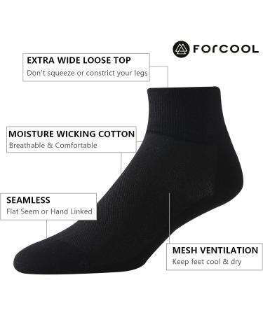 Forcool Diabetic Socks 3 Pairs XXL - Non Binding Loose Top Ankle Socks for Men Women - Seamless Toe, Extra Wide, Low Cut - Black Gray White - Buy Online on GoSupps.com