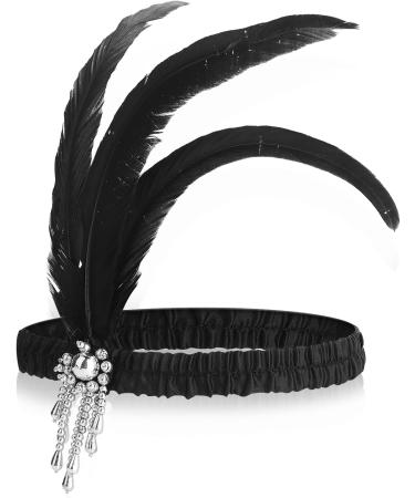 WLLHYF Feather Headwear Feather Headband Flapper Headpiece Head Wear Fashion Soft and Comfortable Hair Bows Hair 1920s Accessories for Kids Girls Party Decoration (Silver Tassel Black Feather) - Buy Online on GoSupps.com