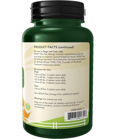 Now Foods Pets Pet Allergy Chewable Tablets - 75 Count | Natural Allergy Relief - Buy Online on GoSupps.com