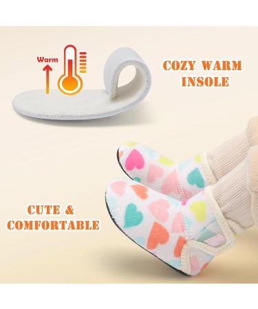 JOINFREE Baby Slippers with Non-Slip Rubber Sole - Cozy Home Booties for Toddlers | Heart Design | 4/4.5 UK Child - Buy Online on GoSupps.com