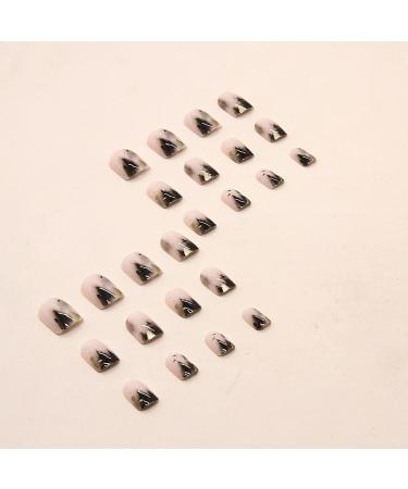 24 Pcs Short Full Cover Press on Nails with Cute Designs - Nude Pink Square False Nails for Women - Glossy Acrylic Fake Nails for Nail Art - Buy Online on GoSupps.com