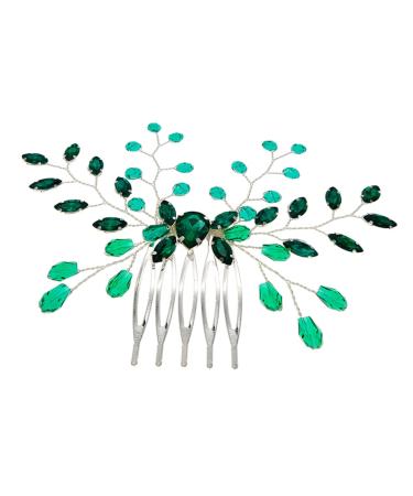DOITOOL Hair Accessories for Women Rhinestone for Hair Rhinestone Hair Side Comb Updo Hair Accessories Wedding Headpiece for Bride Green Hair Accessories Women's Wild Hair Comb Crystal