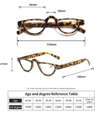 Hubeye Retro Half Moon Reading Glasses - 2 Pairs Lightweight Plastic Half Frame Readers for Women and Men - 1.0 Dioptres (Tortoiseshell) - Buy Online on GoSupps.com