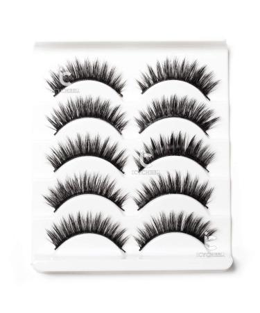 Icycheer Mixed 3D Artificial Eyelashes - Full Strip Natural Long Thick & Wispy Fluffy Dramatic Lashes for Cosplay | 5 Pairs Makeup - Buy Online on GoSupps.com
