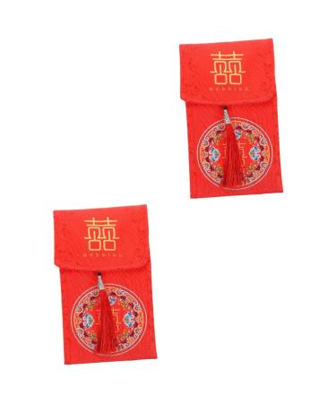 MAGICLULU 2 Pcs Tassel Fabric Red Envelope Hongbao Envelopes Lucky Money Packets Chinese New Year Red Packet Purses for Weddings Red Purse Wedding Cloth Envelopes Money Bag Brocade Christmas Assorted Color 1x2pcs 18X10.5CMx2pcs