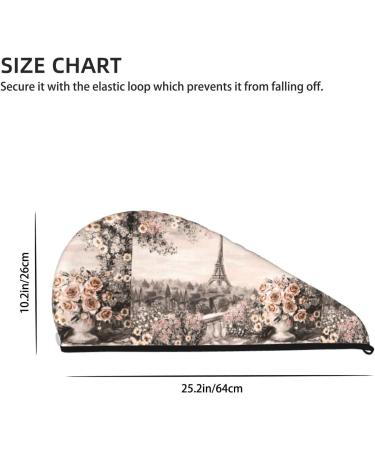 Watercolor Iron Tower Microfiber Hair Towel - Super Absorbent Quick Dry Hair Turban for Curly Long & Thick Hair - Ideal Drying Bonnet Cap for Women Girls & Kids - Buy Online on GoSupps.com