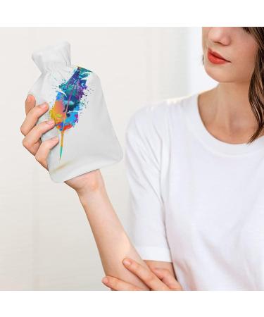 Colorful Feathers Hot Water Bottle with Plush Cover - Hand Warmer for Adults & Children | 26.5x15.3cm - Buy Internationally! - Buy Online on GoSupps.com