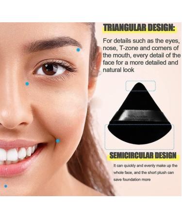 Powder Puff Face Triangle Talcum Setting Make Up Loose Under Eye Dry Baking Pressed Makeup Beauty tool Triangular Puff With Strap Fan Shaped Cosmetic applicator Soft Finger Sponges Reusable (2 BLACK) 2 BLACK - Buy Online on GoSupps.com