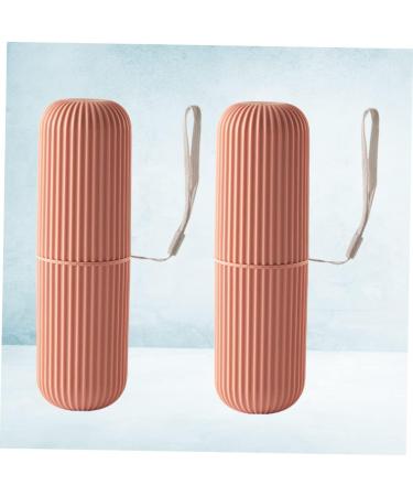 FRCOLOR Travel Tooth Cleaning Organizer - 2 Piece Toothpaste & Brush Container Set - Red - 5.5x5.5x19cm - Ideal for International Shipping - Buy Online on GoSupps.com