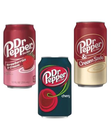 Candybox Carbonated drink Dr Pepper - American sweets - soft drink - drinks - drinks - taste mix cream soda Strawberries Cream Cherry - 1065ml 1 Pack Mix