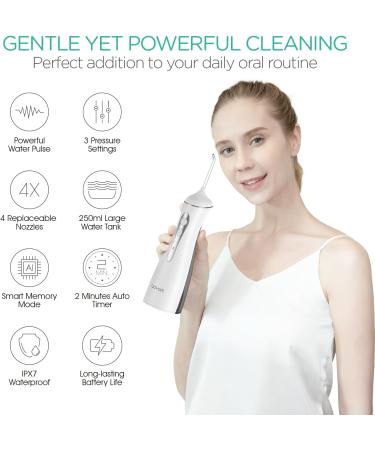 Portable Water Dental Flosser - Cordless Oral Irrigator with 3 Modes Rechargeable & IPX7 Waterproof - Travel & Home Use - WF400 (Grey - Buy Online on GoSupps.com
