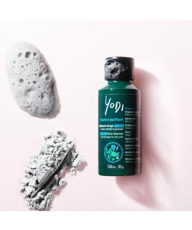 YODI - Powder Facial Cleanser - Purifies & Mattifies - Charcoal Zinc Jojoba Oil Prebiotic - Patented Powder - 100% Natural Origin - Vegan - Made In France - Combination & Oily Skin - 30g - Buy Online on GoSupps.com