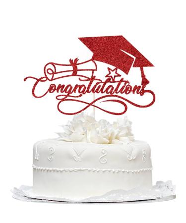 Congratulations Cake Topper Congrats Cake Topper-2024 Graduation Cake Topper Congrats Grad Party Cake Decorations for Senior High School College Grad/University Graduation Party Decoration Supplies Congratulations(red)