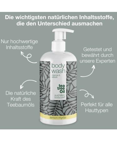 Tea Tree Oil Shower Gel 500ml by Australian Bodycare | Natural Skin Care for Impure Skin Pimples & Body Odor | Fungal Infection Relief with Lemon Myrtle | International Shipping Available - Buy Online on GoSupps.com