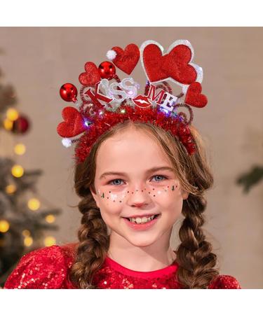 Vatocu LED Valentine's Day Headband Luminous Heart Headpiece Red Lips Headband Sequins Heart Hair Accessories for Holiday Wedding Birthday Party Gift - Buy Online on GoSupps.com