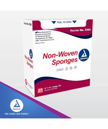 Dynarex Sterile Non-Woven Gauze Sponges - 4x4 Highly Absorbent 25 Pack for Cleansing & Dressing - International Shipping Available - Buy Online on GoSupps.com