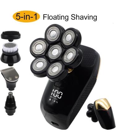 5 in 1 Bald Head Shaver for Men - Electric Razor with LED Display Cleansing Brush & Nose Hair Trimmer - Ideal for Bald Care - Buy Online on GoSupps.com
