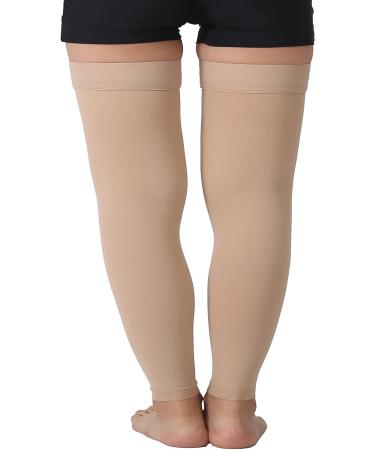 TOFLY Thigh High Compression Stockings - Firm Support 20-30 mmHg Gradient Compression - Silicone Band Footless Sleeves for Swelling, Varicose Veins, Edema - M 15-20mmHg Beige - Buy Online on GoSupps.com