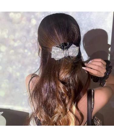 LaMignonne Bow Hair Scrunchie with Rhinestone Bling | Elastic Hair Band for Women and Girls - Hair Accessories - Buy Online on GoSupps.com