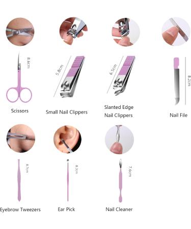 Purple Nail Clipper Set - 7PCS Manicure Kit with Stainless Steel Clippers in PU Leather Case - Buy Online on GoSupps.com