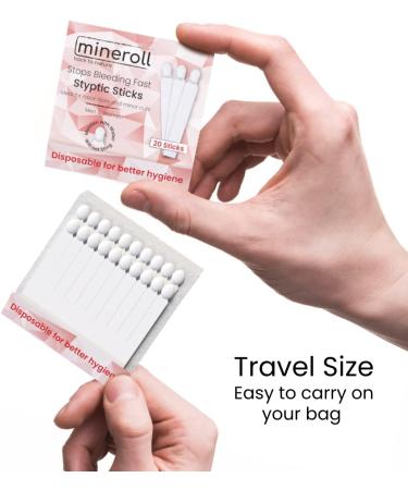 Mineroll Styptic Stick - 4 Pack (80 Pieces) | Stops Bleeding for Shaver Cuts | Hygienic Razor Accessories for Men & Women | Ideal for Hairdressers - Buy Online on GoSupps.com