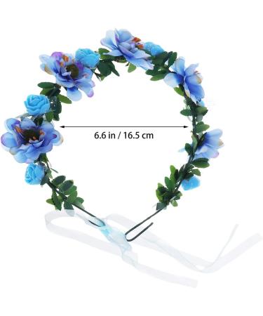 Lurrose Bohemia Floral Wreath Bridal Headband Decorative Garland Simulation Flower Crown for Festival Wedding Blue Sky-blue - Buy Online on GoSupps.com