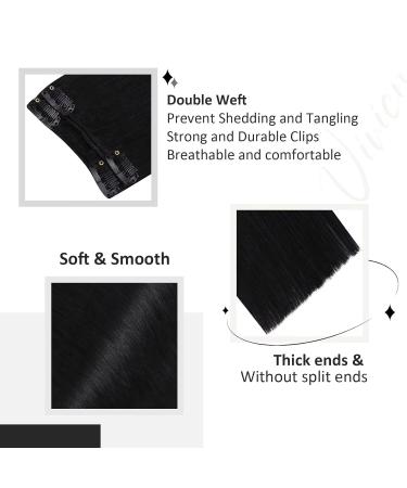 Vivien Black Real Hair Clip-In Extensions - Deep Black Remy Hair 24 Inch 135g 7PCS - Premium Clip-In Hair Extensions - Buy Online on GoSupps.com