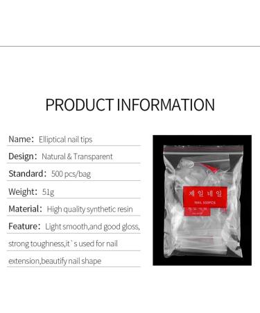 Kongrijiwa 500 Pieces Short Oval False Nails - Natural Artificial Fingernails Transparent Full Cover Fake Nail Art with Accessories for Perfect Manicure - Buy Online on GoSupps.com