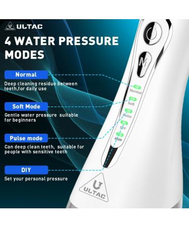 Premium Water Dental Flosser - Portable Rechargeable Oral Irrigator with 7 Tips 4 Modes IPX7 Waterproof 320ml Tank - Ideal for Travel (White - Buy Online on GoSupps.com