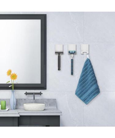 Leryati Stainless Steel Razor Holder Set - 4 Pack Drill-Free Self-Adhesive Shower Hangers for Bathroom & Kitchen - Silver - Buy Online on GoSupps.com