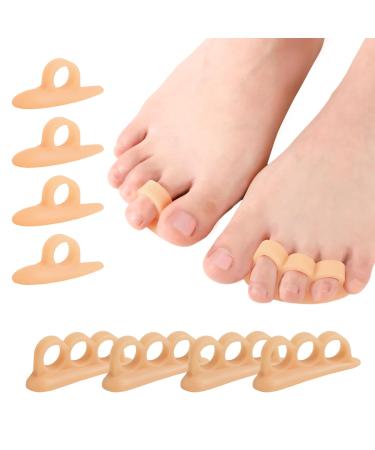 Welnove Hammertoe Corrector Gel Toe Straighteners - 8 Pcs Toe Support Pads Cushion - Realign Bent Crooked Curled Claw Hammer Toes - Firm Support Firm Support Beige M