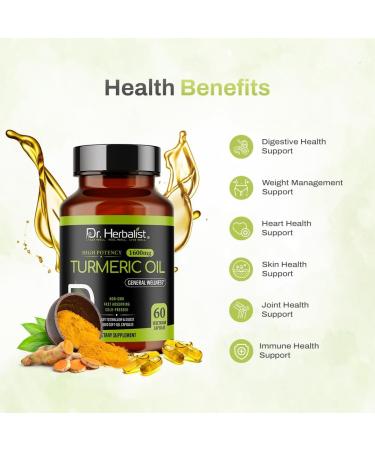 Dr. HERBALIST Turmeric Curcumin Oil Capsules 1600mg - 60 Capsules | Non-GMO | Fasting Absorbing | Vegetarian | Cold-Pressed | High Potency I AKA Haldi Capsules (1 Pack: 60 Capsules) Turmeric Curcumin Oil 1 - Buy Online on GoSupps.com