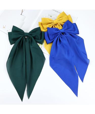 Cinaci 8 Pieces Silky Satin Big Hair Bows for Women Girls Teens Fancy Long Tail Bow Hair Clips French Hair Barrettes Hair Accessories - Buy Online on GoSupps.com