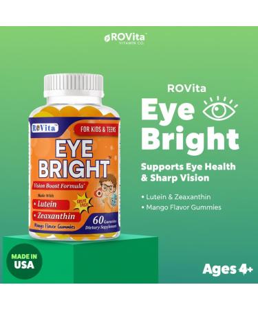 ROVita Lutein Zeaxanthin Gummies for Kids & Teens Eye Nutrient Gummies with 10mg Lutein & 2mg Zeaxanthin Vegan Non-GMO Mango Flavor 60 Gummies - Buy Online on GoSupps.com