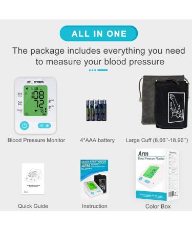 XL Blood Pressure Monitor for Big Arms 5.56-18.96 Inches - Automatic BP & Heart Rate Monitor for Adults (White) - Buy Online on GoSupps.com