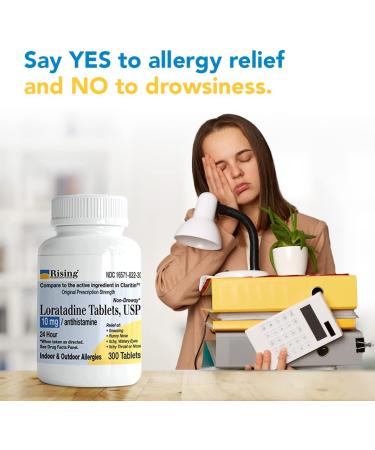 Rising Pharma Allergy Relief - Loratadine 10mg Tablets - 300 Count, Antihistamine Allergy Relief - Buy Online on GoSupps.com