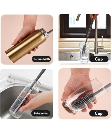 3 PCS Silicone Bottle Cleaning Brushes - Long Handled Dish Brush for Bottles & Hydro Flask - Buy Online on GoSupps.com