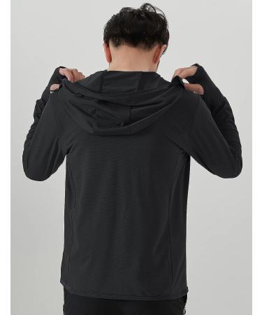 Locachy Men's UPF 50+ Sun Protection Lightweight Full Zip Hoodie Jacket - Black, Medium - Buy Online on GoSupps.com