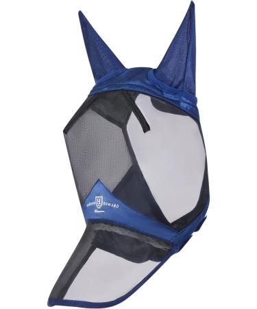 Harrison Howard Caremaster Pro Luminous Horse Fly Mask - Large Eye Space Long Nose with Ears UV Protection | Warmblut Marine (L) - International Shipping Available - Buy Online on GoSupps.com